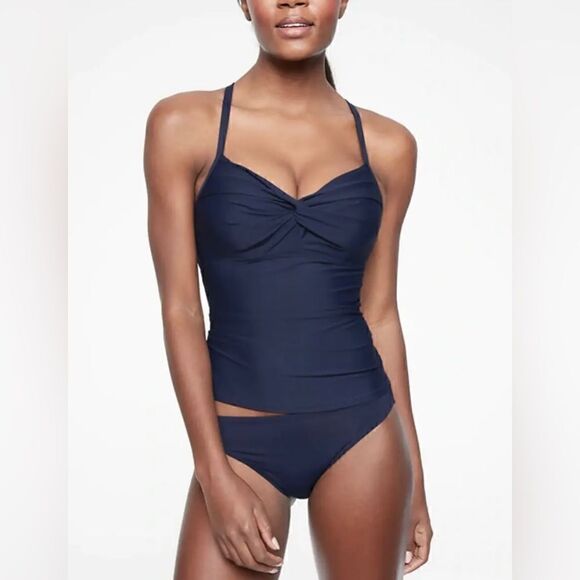 ATHLETA  Swim Twist Up Tankini Top Size 32D/DD Navy Blue NWT $69 386376 - Picture 1 of 11